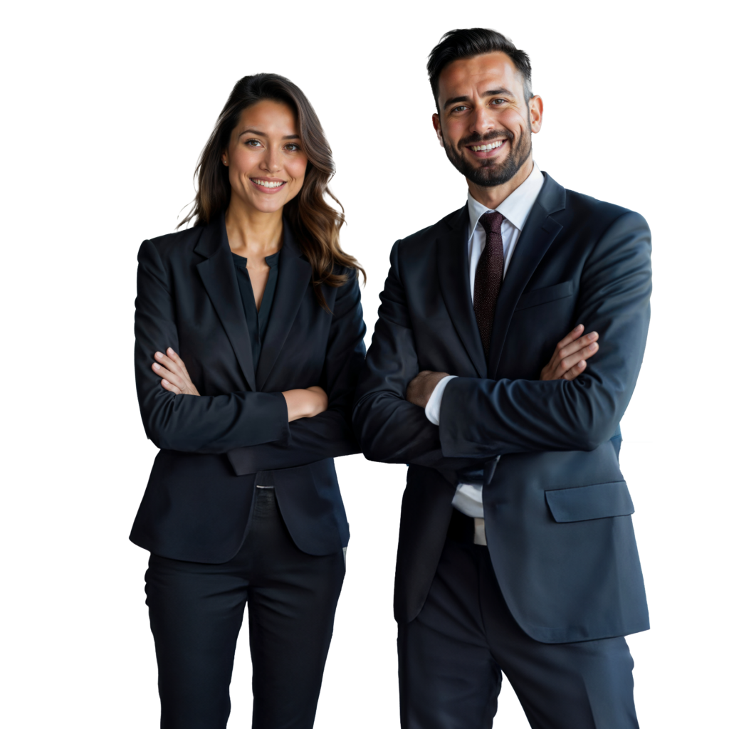 Deux professionnels en tenue formelle illustrant l’audit et la fiabilité des comptes – Groupe Novances.